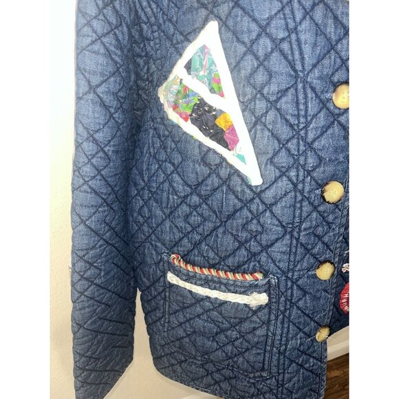 Keren Karen Hart Quilted Jacket women medium Appliqué Patriotic Lined - Picture 4 of 10